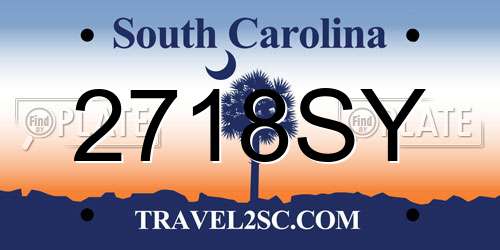2718SY South Carolina License Plate