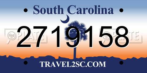 2719158 South Carolina License Plate
