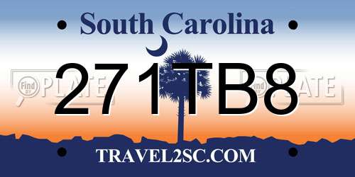 271TB8 South Carolina License Plate