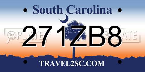 271ZB8 South Carolina License Plate