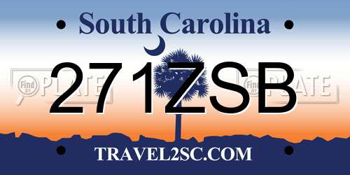271ZSB South Carolina License Plate