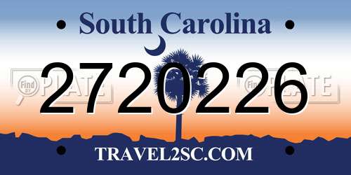 2720226 South Carolina License Plate