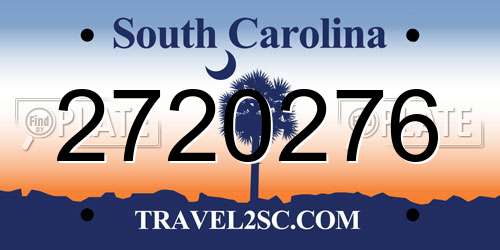 2720276 South Carolina License Plate
