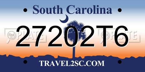 27202T6 South Carolina License Plate