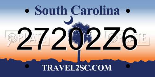 27202Z6 South Carolina License Plate