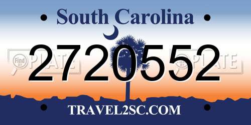 2720552 South Carolina License Plate