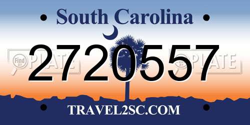 2720557 South Carolina License Plate