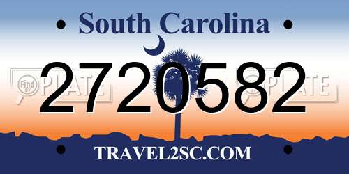 2720582 South Carolina License Plate
