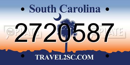 2720587 South Carolina License Plate