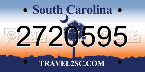 2720595 South Carolina License Plate