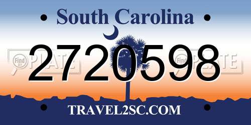 2720598 South Carolina License Plate