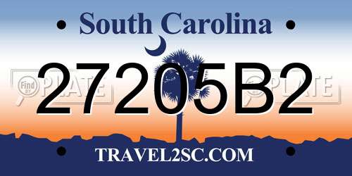 27205B2 South Carolina License Plate