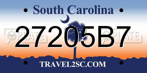 27205B7 South Carolina License Plate