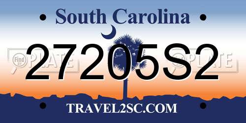 27205S2 South Carolina License Plate