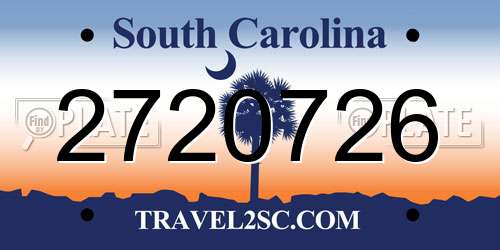 2720726 South Carolina License Plate