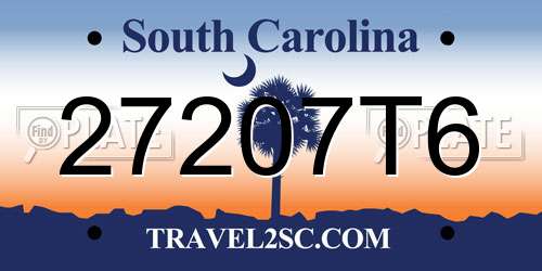 27207T6 South Carolina License Plate