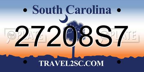 27208S7 South Carolina License Plate