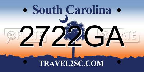 2722GA South Carolina License Plate