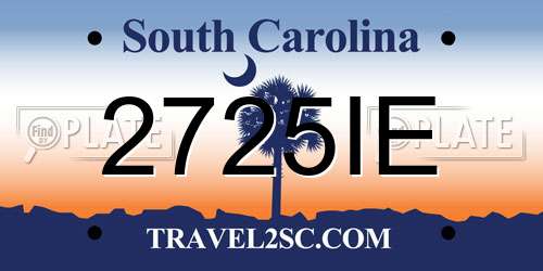 2725IE South Carolina License Plate