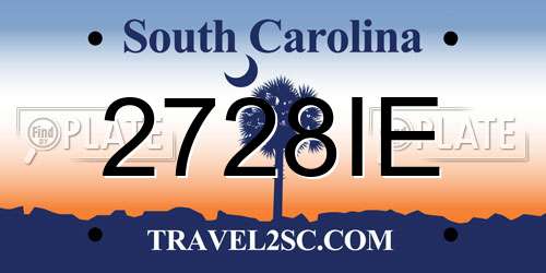 2728IE South Carolina License Plate
