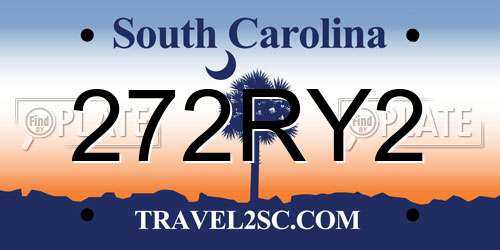 272RY2 South Carolina License Plate