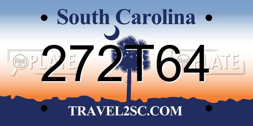 272T64 South Carolina License Plate