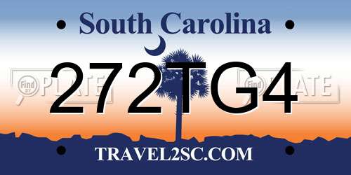 272TG4 South Carolina License Plate