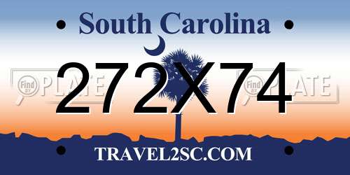 272X74 South Carolina License Plate