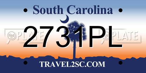2731PL South Carolina License Plate