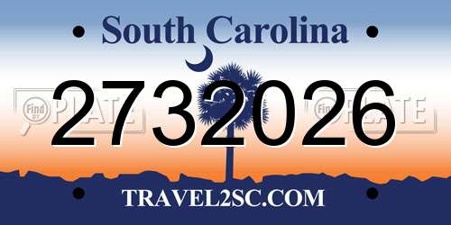 2732026 South Carolina License Plate