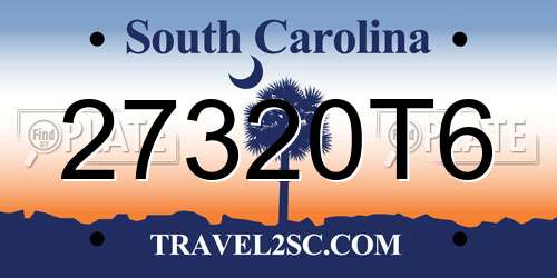 27320T6 South Carolina License Plate