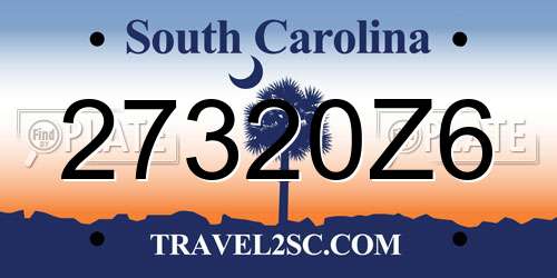 27320Z6 South Carolina License Plate