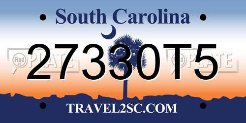 27330T5 South Carolina License Plate