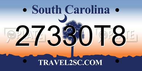 27330T8 South Carolina License Plate