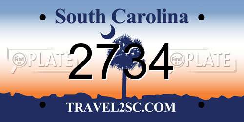2734 South Carolina License Plate