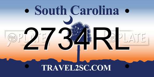 2734RL South Carolina License Plate