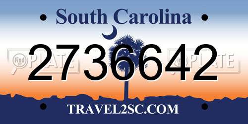 2736642 South Carolina License Plate