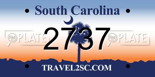 2737 South Carolina License Plate