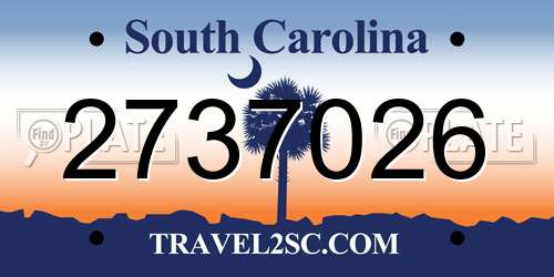2737026 South Carolina License Plate