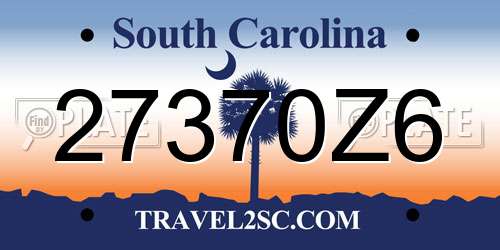 27370Z6 South Carolina License Plate