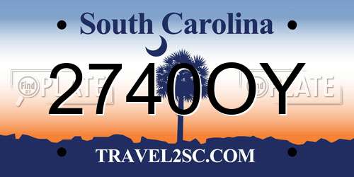 2740OY South Carolina License Plate