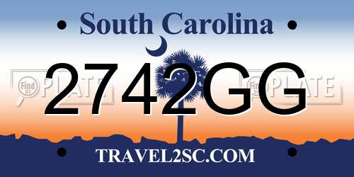 2742GG South Carolina License Plate
