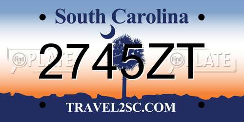 2745ZT South Carolina License Plate