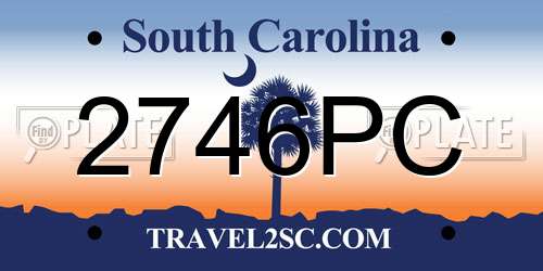 2746PC South Carolina License Plate