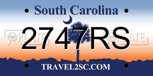 2747RS South Carolina License Plate