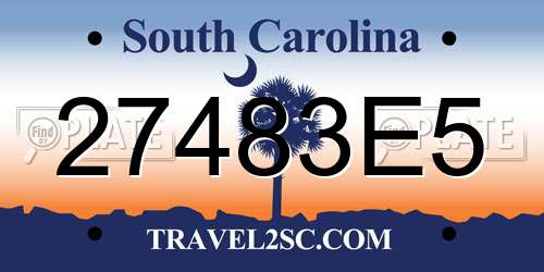 27483E5 South Carolina License Plate