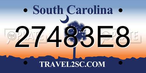 27483E8 South Carolina License Plate
