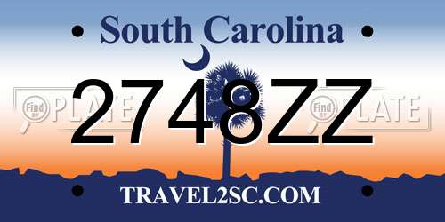 2748ZZ South Carolina License Plate