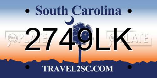 2749LK South Carolina License Plate
