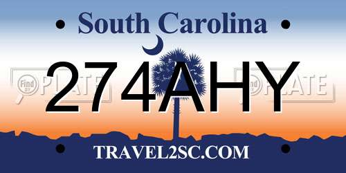 274AHY South Carolina License Plate